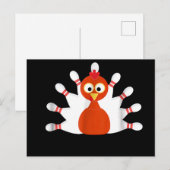 Invitation Carte Postale dinde sportive et bowling - Action de grâce (Devant / Derrière)