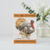 Invitation Carte Postale Dîner d'action de grâces rustique Turquie (Debout devant)