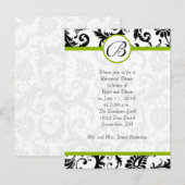 Invitation Carte Postale Dîner de répétition Apple Green & Black Damask Swi (Devant / Derrière)