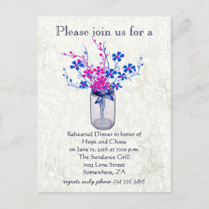 Invitation Carte Postale Dîner de répétition Arbre de feuilles de coeur de 