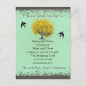 Invitation Carte Postale Dîner de répétition Arbre de feuilles de coeur de (Devant)