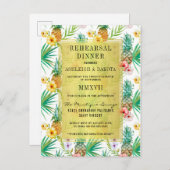 Invitation Carte Postale Dîner de répétition d'ananas et d'hibiscus (Devant / Derrière)