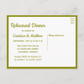 Invitation Carte Postale Dîner de répétition de fleurs vert de tournesol (Dos)