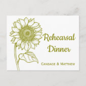 Invitation Carte Postale Dîner de répétition de fleurs vert de tournesol (Devant)