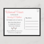 Invitation Carte Postale Dîner de répétition de Mariage noir Inséparable Lo (Dos)