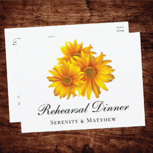 Invitation Carte Postale Dîner de répétition du Mariage de Sunflowers Count
