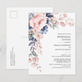 Invitation Carte Postale Dîner de répétition Floral Botanical Rose Fleurs (Devant / Derrière)