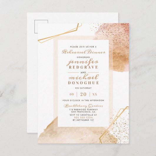 Invitation Carte Postale Dîner de répétition géométrique avec points peints (Devant / Derrière)