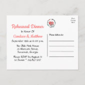 Invitation Carte Postale Dîner de répétition Mariage Floral Rose Lovebirds  (Dos)