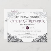 Invitation Carte Postale Dîner de répétition Mariage Plum baroque (Devant / Derrière)
