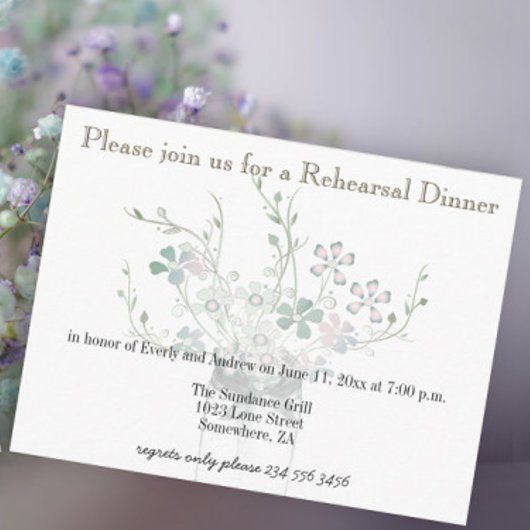 Invitation Carte Postale Dîner de répétition Mason Jar Pays Enregistrer la 