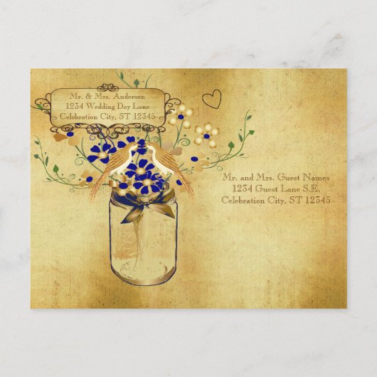 Invitation Carte Postale Dîner de répétition Mason Jar Wild Flower Insépara (Dos)