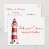 Invitation Carte Postale Dîner de répétition nautique Lighthouse Beach Mari (Devant / Derrière)