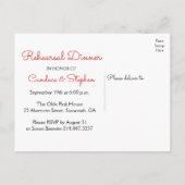 Invitation Carte Postale Dîner de répétition nautique Lighthouse Beach Mari (Dos)