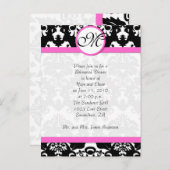 Invitation Carte Postale Dîner de répétition noir minet rose (Devant / Derrière)