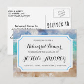Invitation Carte Postale Dîner de répétition pour plage ou Mariage tropical (Devant / Derrière)