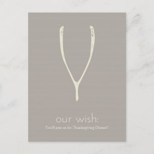 Invitation Carte Postale Dîner de Thanksgiving Wishbone Invitation/Salutati