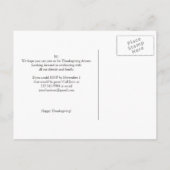 Invitation Carte Postale Dîner de Thanksgiving Wishbone Invitation/Salutati (Dos)