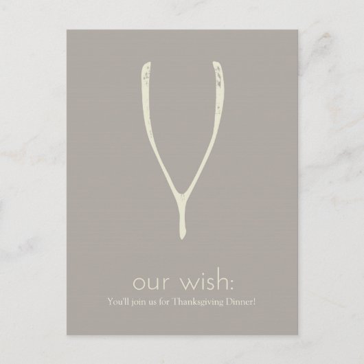 Invitation Carte Postale Dîner de Thanksgiving Wishbone Invitation/Salutati (Devant)