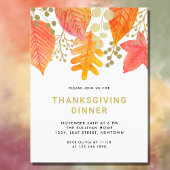 Invitation Carte Postale Dîner Simple Thankesgiving