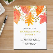 Invitation Carte Postale Dîner Simple Thankesgiving