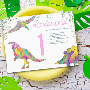 Invitation Carte Postale Dinosaur Aquarelle 1er Anniversaire fête Budget ro