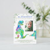 Invitation Carte Postale Dinosaur jungle 1er anniversaire de fête photo Bud (Debout devant)