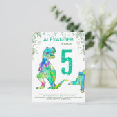 Invitation Carte Postale Dinosaur jungle 5e anniversaire budget de la fête (Debout devant)