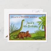 Invitation Carte Postale Dinosaure (Devant / Derrière)