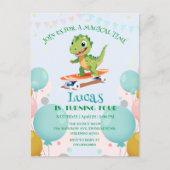 Invitation Carte Postale Dinosaure amusant Skateboard garçons de fête d'ann (Devant)