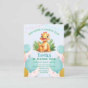 Invitation Carte Postale Dinosaure sauvage zoo de la jungle Anniversaire ga