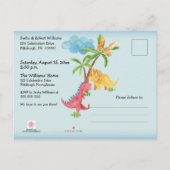 Invitation Carte Postale Dinosaures mignons Jouer Garçon 1er fête d'anniver (Dos)