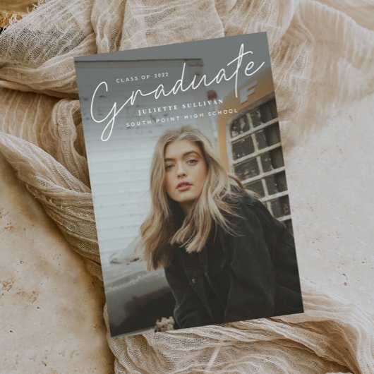 Invitation Carte Postale Diplôme de Photo Simple Script Moderne