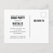 Invitation Carte Postale Diplômé moderne audacieux 2019 (Dos)