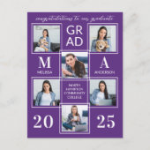 Invitation Carte Postale Diplômé moderne Custom 6 Photo Collage Graduation (Devant)