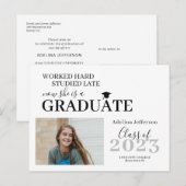 Invitation Carte Postale Diplôme moderne en typographie photo (Devant / Derrière)