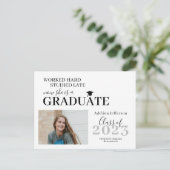 Invitation Carte Postale Diplôme moderne en typographie photo (Debout devant)