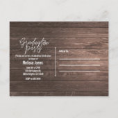 Invitation Carte Postale Diplômé Rustique Bois Floral Chic Photo (Dos)