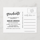 Invitation Carte Postale Diplôme Script noir Graduation Photo Collage (Dos)