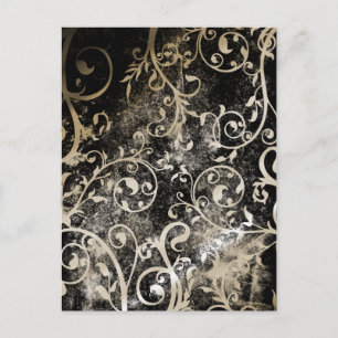 Invitation Carte Postale Distressed Damask Gothique Grunge Wedding shower I
