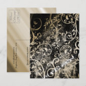 Invitation Carte Postale Distressed Damask Gothique Grunge Wedding shower I (Devant / Derrière)