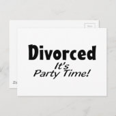 Invitation Carte Postale Divorcé C'est l'heure de la fête (Devant / Derrière)