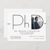 Invitation Carte Postale Doctorat photo moderne (Devant / Derrière)