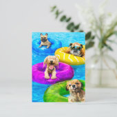 Invitation Carte Postale Dog Pool Party (Debout devant)