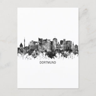 Invitation Carte Postale Dortmund Allemagne Skyline BW