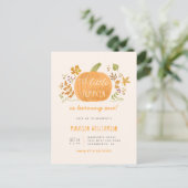 Invitation Carte Postale Douce aquarelle Petit Citrouille Automne Anniversa (Debout devant)