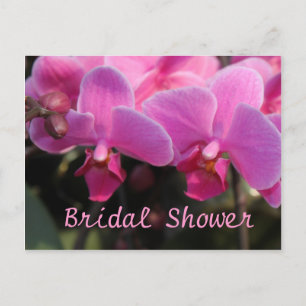 Invitation Carte Postale Douche de mariée, fleurs d'orchidée rose