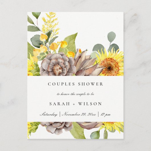 INVITATION CARTE POSTALE DOUCHE EN COUPLE DE FLORE DE PINE EUCALYPTUS WILD  (Devant)