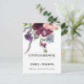 INVITATION CARTE POSTALE DOUCHE EN COUPLES FLORAUX PURPLE LILAC DOUCHE EN C (Debout devant)
