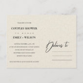 INVITATION CARTE POSTALE DOUCHE MODERNE ABSTRAITE KRAFT BLUSH PEACH COUPLES (Dos)